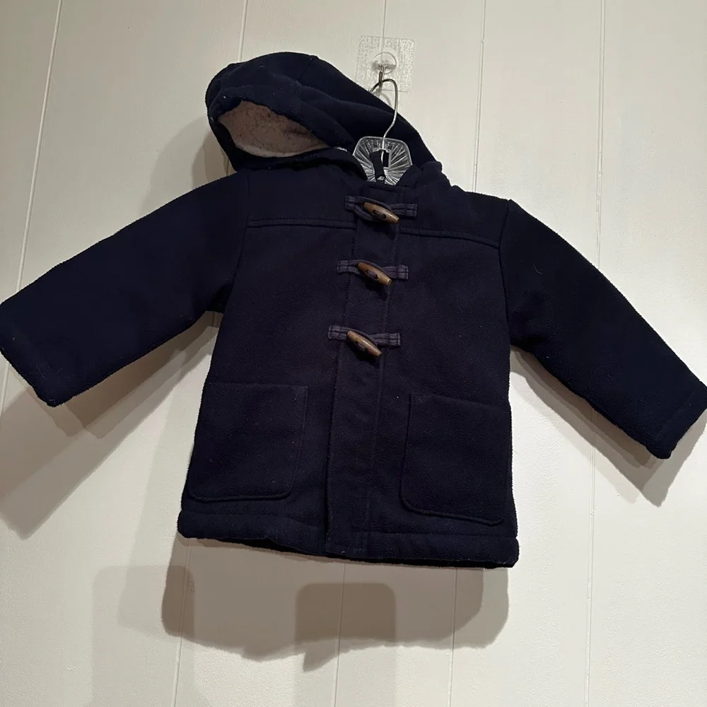 OshKosh B’gosh Toddler Navy Toggle Winter Coat Sherpa Lined 18M